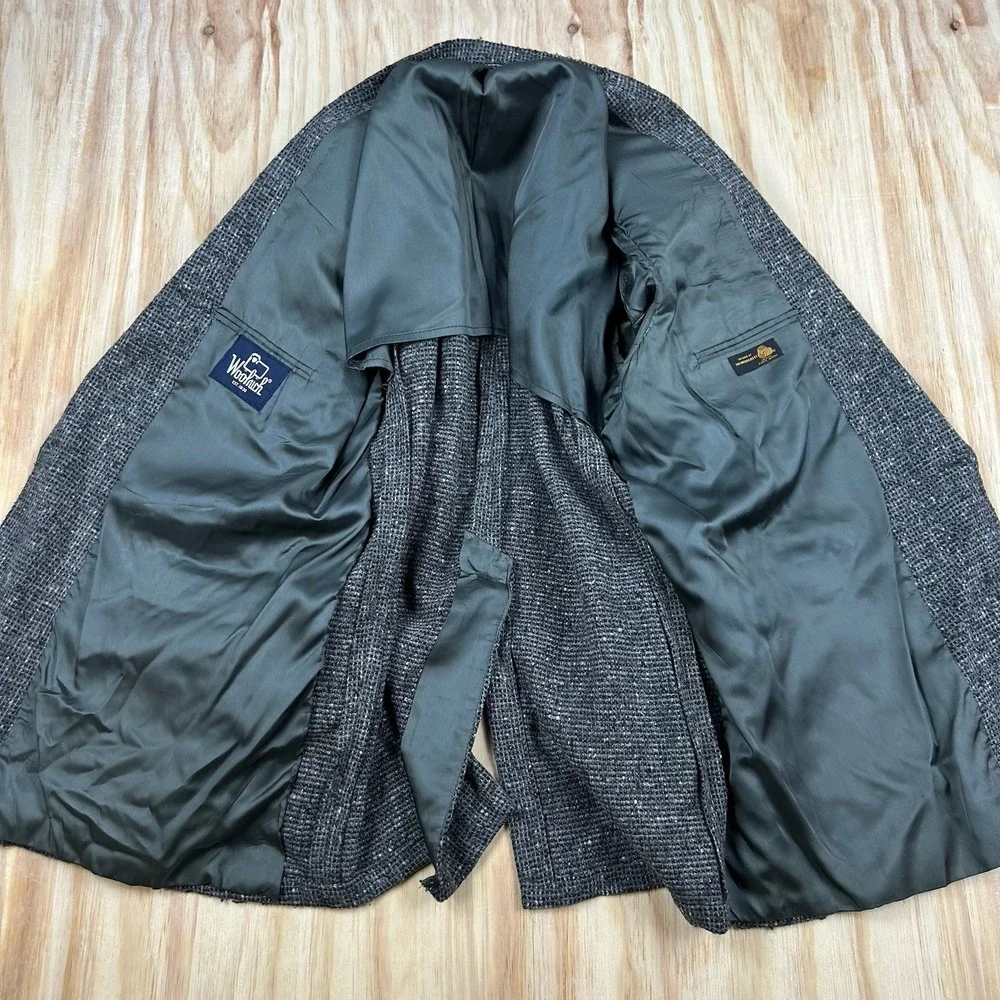 Vintage Woolrich Blazer Men's 44 R Wool Tweed Elbow Patch USA‎ Gray